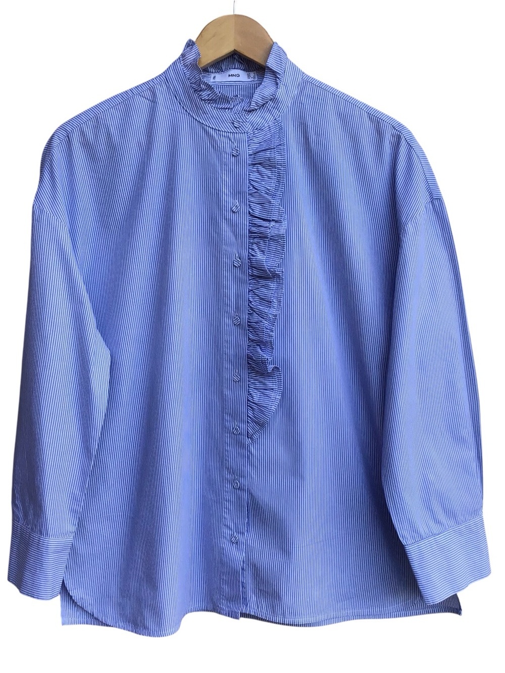 Mango Vintage Sweet Romantic Cotton Button Up Long Sleeve Top